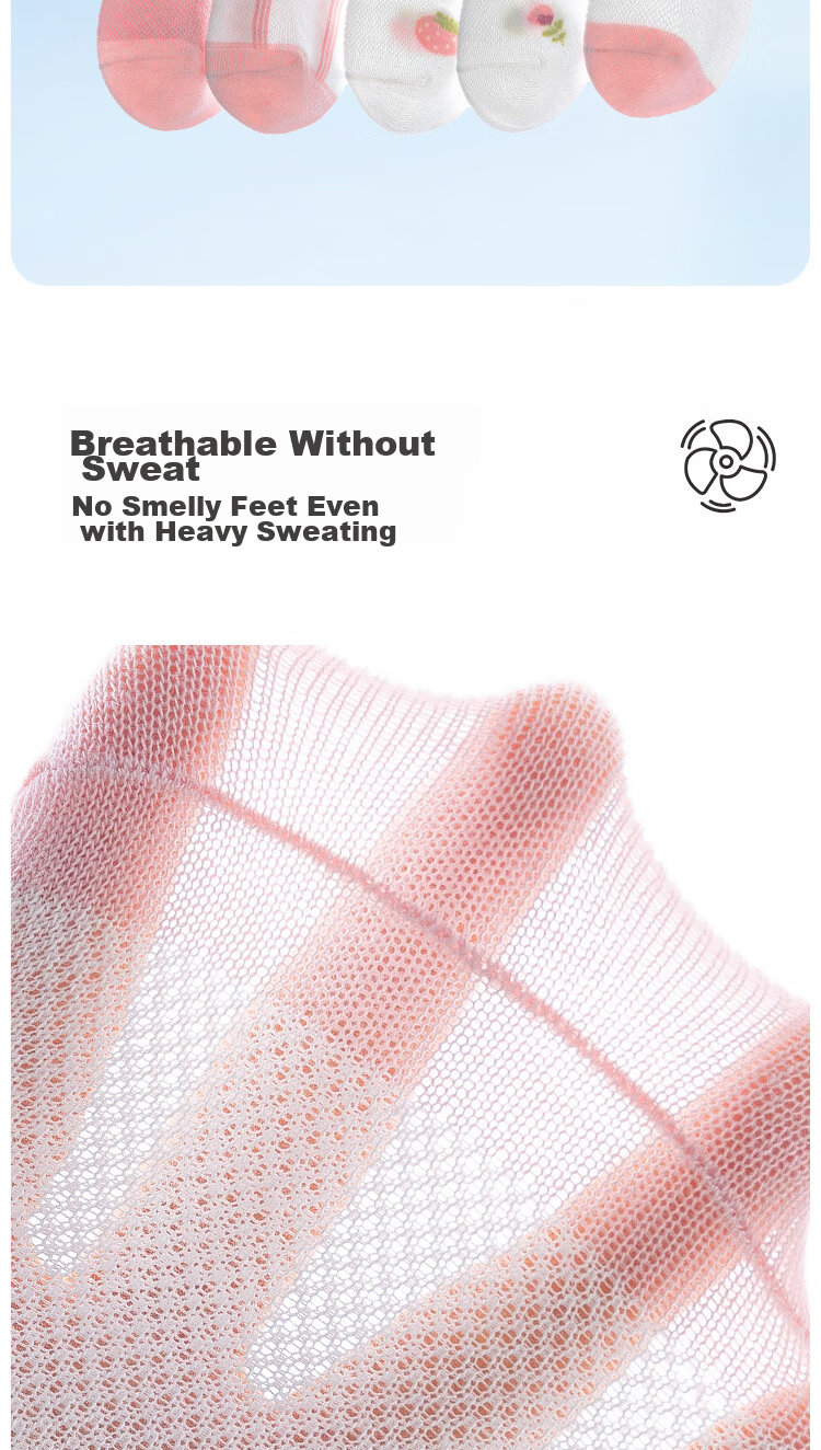 Miiow Kids Girls Cotton Summer Thin Breathable Mid-Calf Mesh Socks Baby Sports Letter Casual Mid-Calf Socks 5