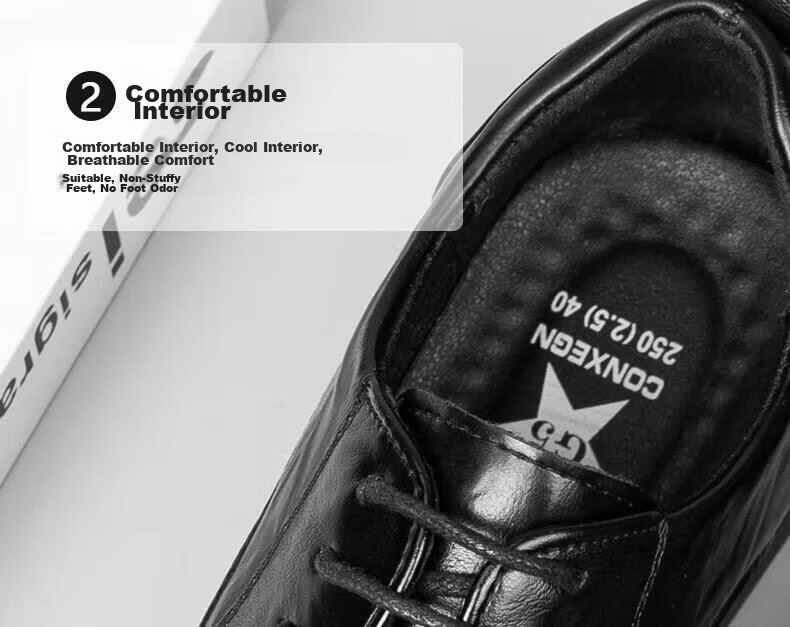 Jingzhenlianggong Business Casual Derby Leather Shoes Men Cowhide Business Lace-up Black 39 7