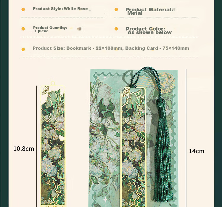 TaTanice Metal Bookmark, Graduation Season Gift, Chinese Style Creative Floral Notepad, High-Quality Hollow Bookmark, Birthday Gift, Back-To Graduation - Water-Rich Prosperity 3