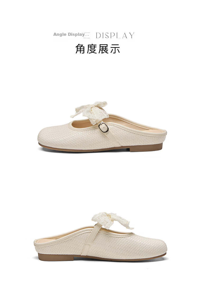 Zhuoshini Popular Half-Slip Women's 2026 New Summer French Style Slip-On Open-Toe Sandals with Skirt Beige Size 37 13