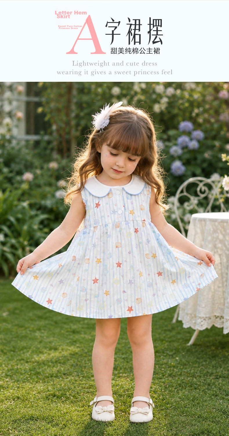 Babyprints Girls Summer Dress Sleeveless Cotton Cute Sweet Birthday Dress Dream Princess Dress Size 110 5