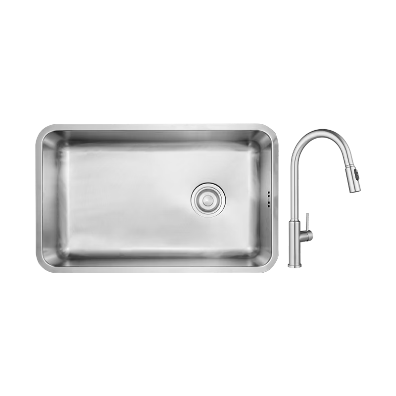 MOEN Aisen Stainless Steel Undermount Kitchen Sink Single Bowl 800mm with Pull-Out Faucet Set 42811