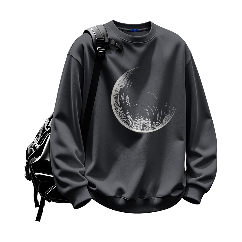 GENIOLAMODE Forest Group Men's Sweatshirt, Autumn 2026 New Heavyweight 330G Trendy Round Neck Casual Pullover Long-Sleeve T-Shirt