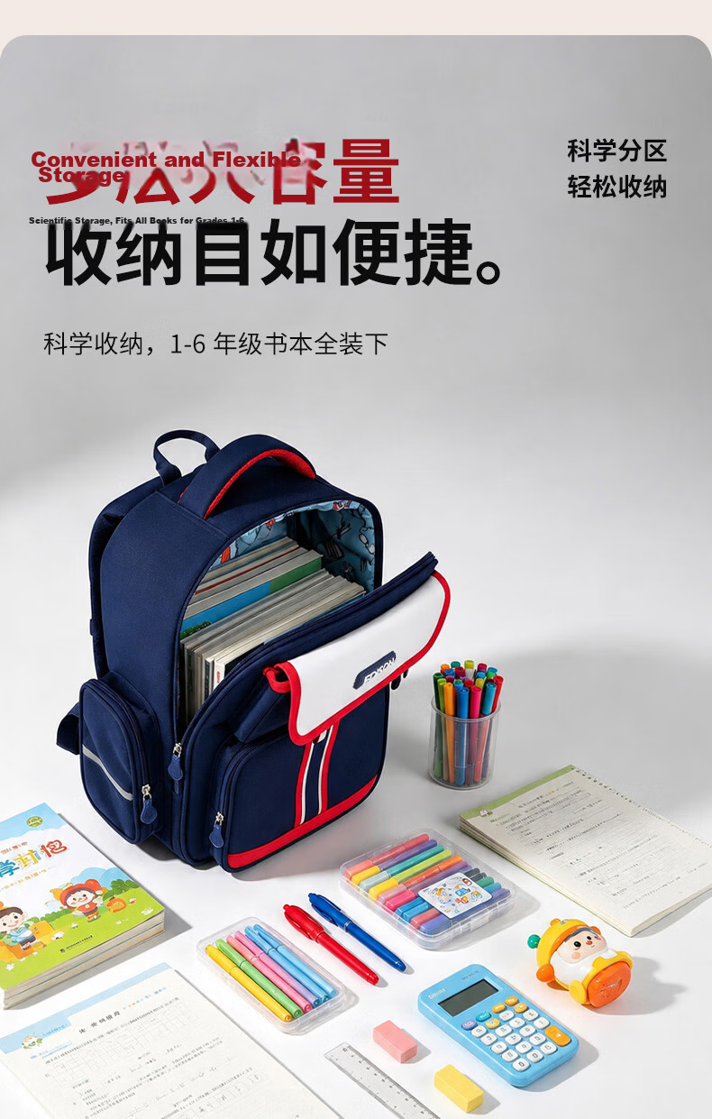 Edison Primary School Backpack Boys Ergonomic Reflective Large Capacity British Style Kids School Bag 2506-1 8