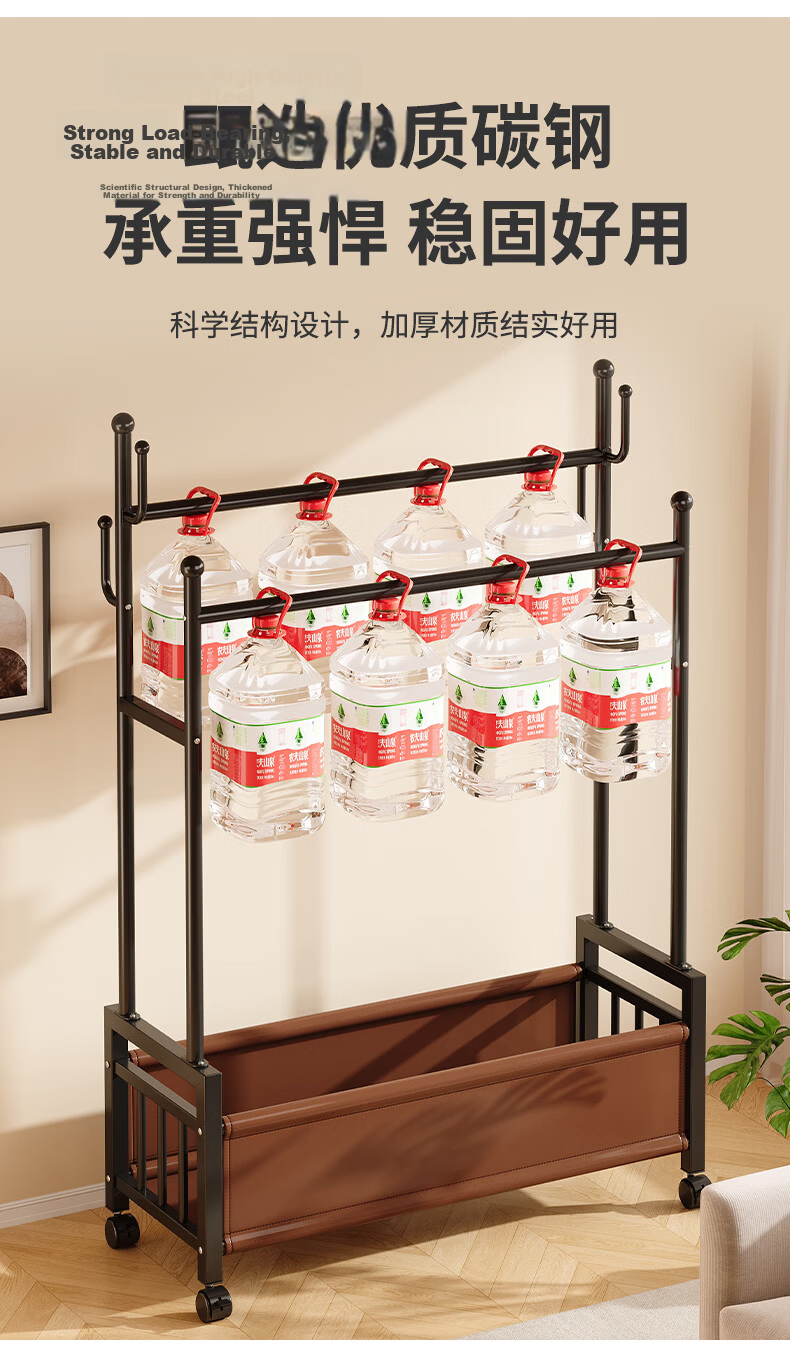 Shanshan Wooden Coat Rack Floor-Standing Bedroom Clothes Hanger Home Indoor Mobile Storage Double Rod Multifunctional Balcony Clothes Rack 9