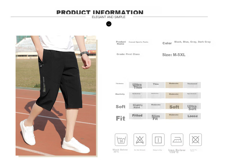 MULINSEN Men's Summer Four-Way Stretch Cool Versatile Sports Casual 3/4 Length Shorts Black XL 10