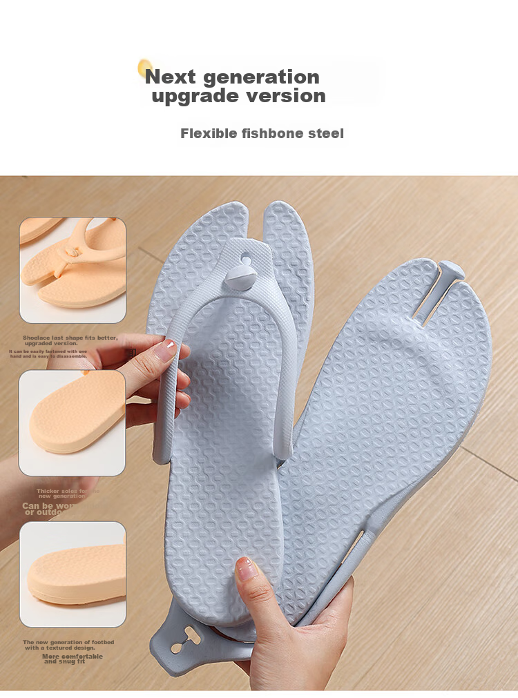 BWNK Foldable Travel Lightweight Non-Slip Portable Flip-Flops for Men And Women, Couples Sandals, Folding Flip-Flops, Gray L 2