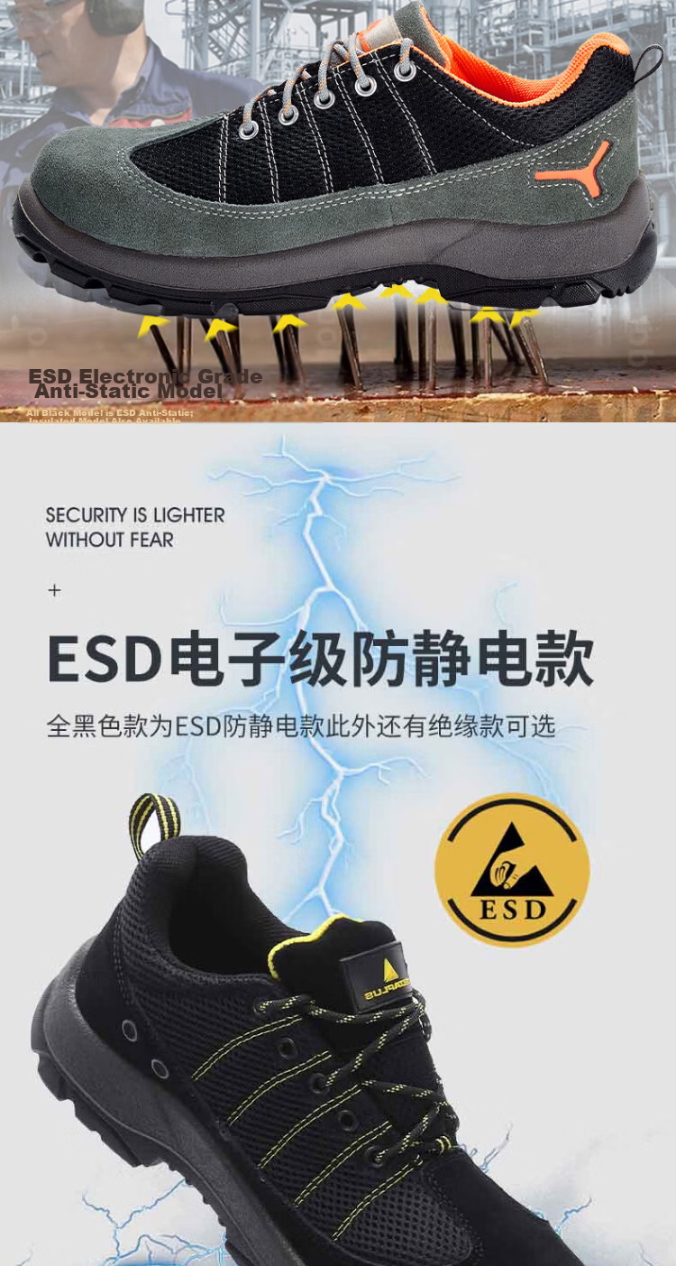 Delta Safety Shoes Anti-Static Puncture-Resistant Anti-Smash Slip-Resistant 301232 Gray Black Size 40 3
