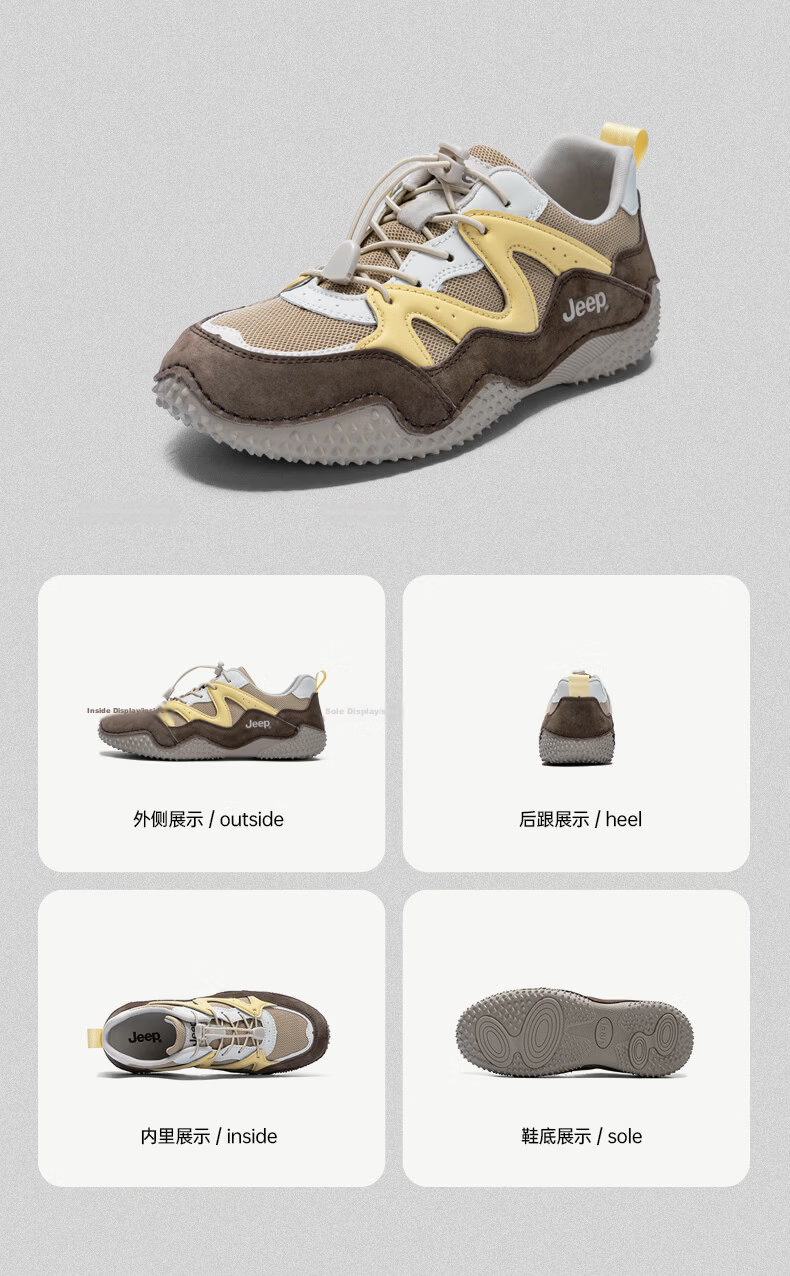 JEEP Women's Lightweight Hiking Shoes 2026 Spring Summer New Non-Slip Outdoor Casual Sports Shoes Gray Size 38 12