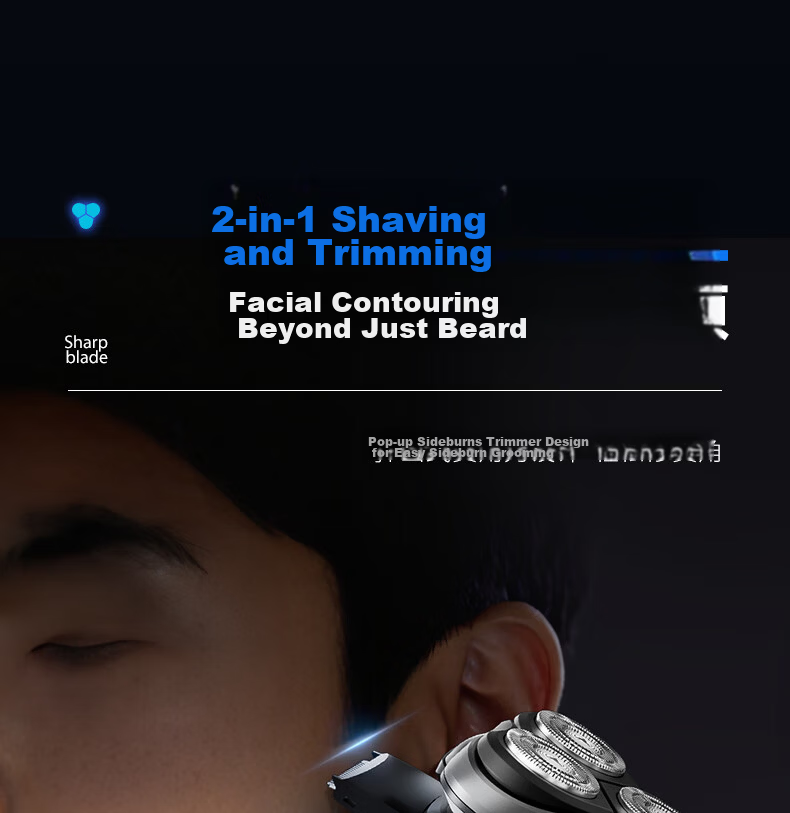 AUX Electric Rotary Shaver for Men, Waterproof Wet and Dry Dual-Blade Electric Razor, Gift for Husband 13