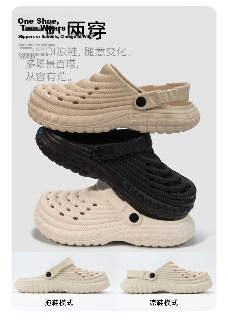 Limi Unisex Slip-On Outdoor Non-Slip Sandals Beach Shoes Black Size 40-41 3