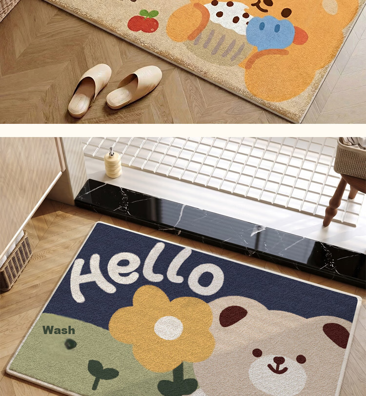 Bodisi Plush Bathroom Door Mat Non-Slip Toilet Floor Mat Washbasin Entrance Rug 60*40CM 14