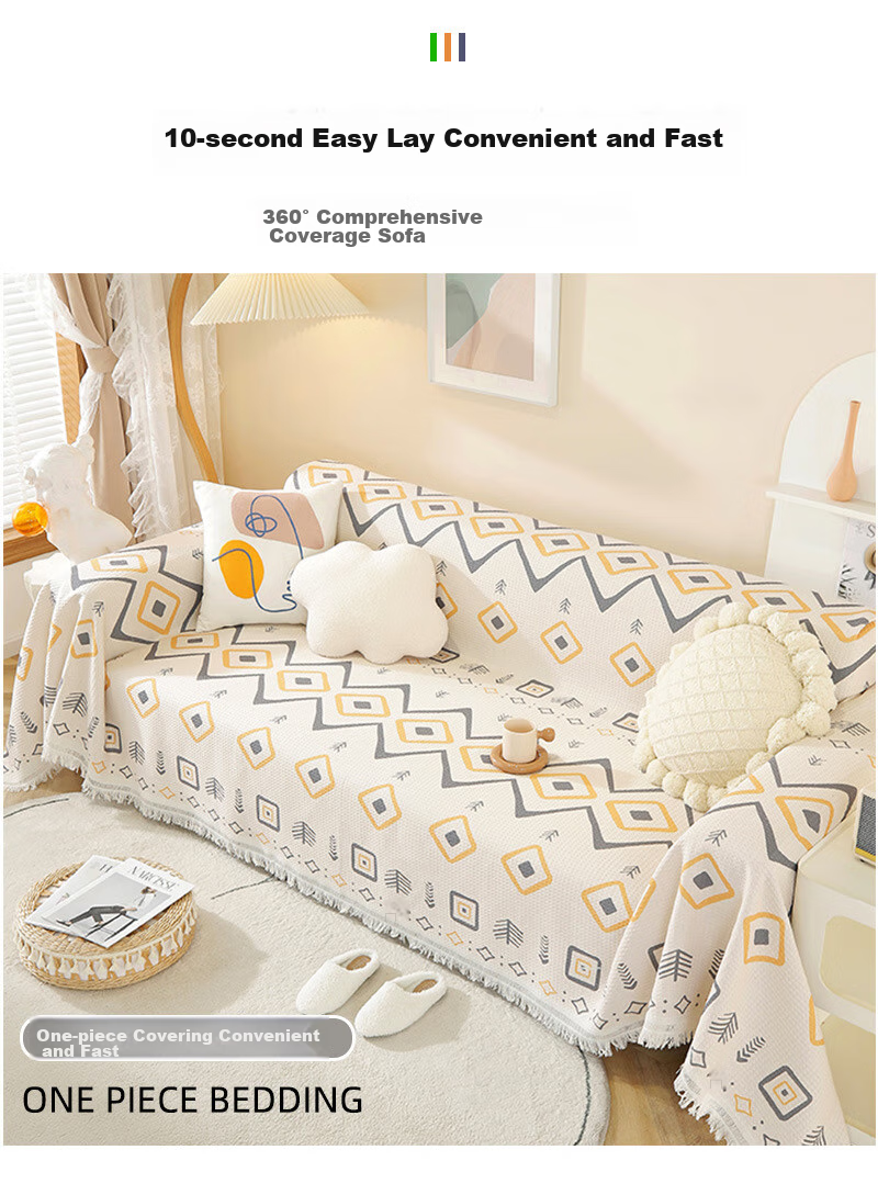 AVIVI Sofa Cover, Full Coverage Sofa Cloth, Cotton Woven Sofa Pad, Sofa Slipcover, All Seasons, 180*300 Cm, Linglinghuimeng Patter 4