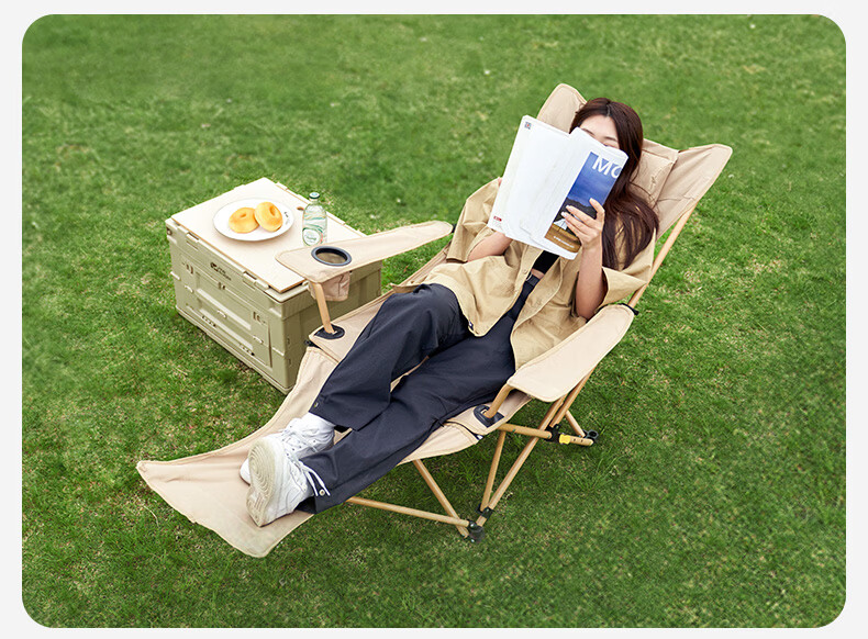 MOBIGARDEN Leisure Lounge Chair, Outdoor Camping Nap Companion Folding Bed with Headrest, Foldable Chair with Three Adjustable Positions for Sitting And Lying 20
