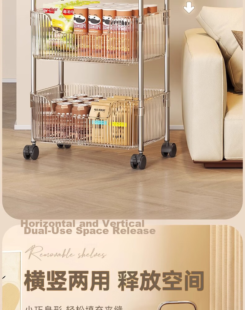 Shunyou Kitchen Storage Rack, Acrylic Floor-Standing Rotating Vegetable Shelf, Storage Rack, Mobile Cart SY-616 6