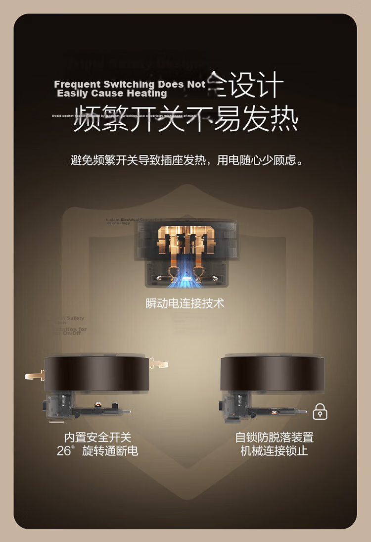 BULL Track Socket/Power Strip/Extension Cord/Five-Hole Adapter GN-GS7C Yadan Coffee Color Compatible with GB7 Invisible Track Series 9
