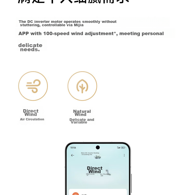 Mijia Xiaomi Mini Handheld Fan DC Inverter Outdoor Portable Neck Hanging Dormitory Rechargeable Fan 40H Long Battery Life 100-Speed Adjustable 14