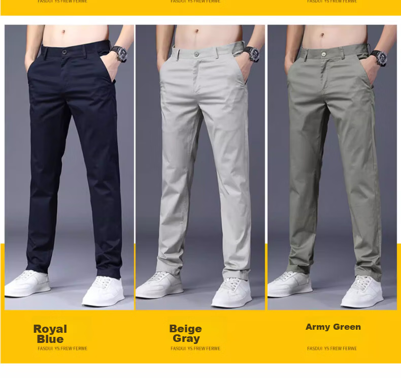 Playboy Summer Lightweight Men's Casual Pants Pure Cotton Loose Straight-Leg New Trendy Brand Versatile Stretch Trousers for Men 11