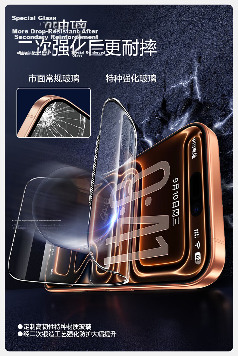Shanmo Tempered Glass Screen Protector for iPhone 17 Pro, Dustproof, Drop-resistant, Anti-fingerprint, Ultra-thin Full Coverage, Cleanroom HD Film 10