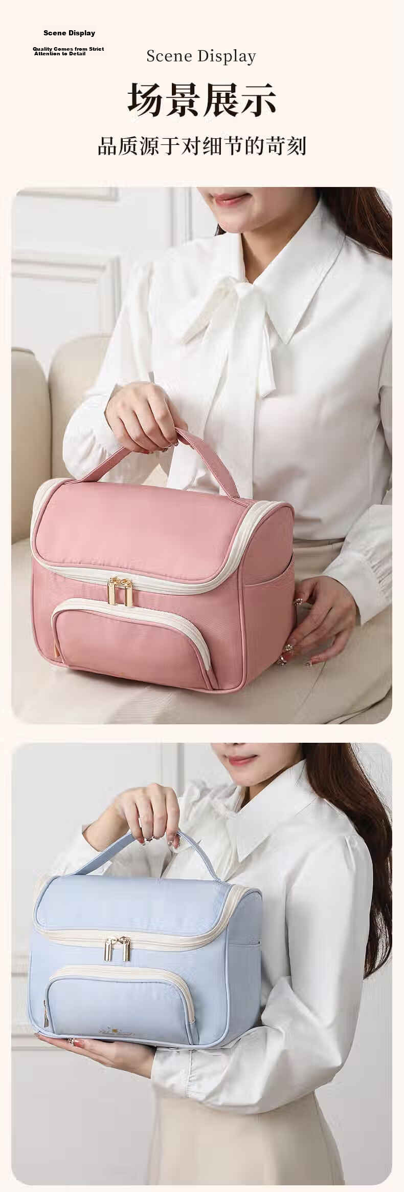 LOHO Travel Makeup Bag Portable Women's 2026 New High-Value Large Capacity Toiletry Skincare Storage Bag for Business Trips 15