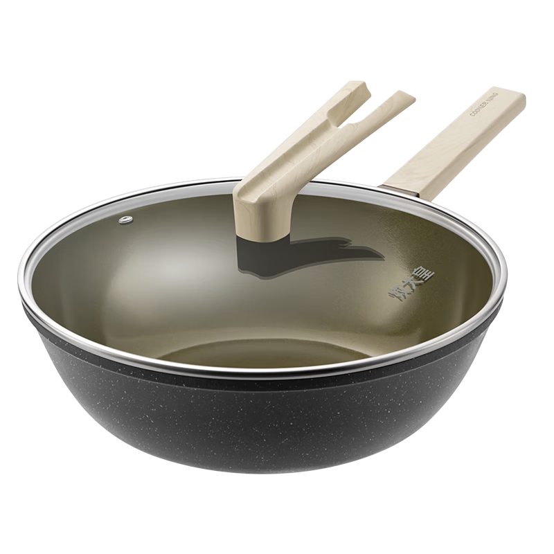 Chuida Huang Titanium Ceramic Non-Stick Maifan Stone Frying Pan Titanium Flat Bottom Wok 30cm
