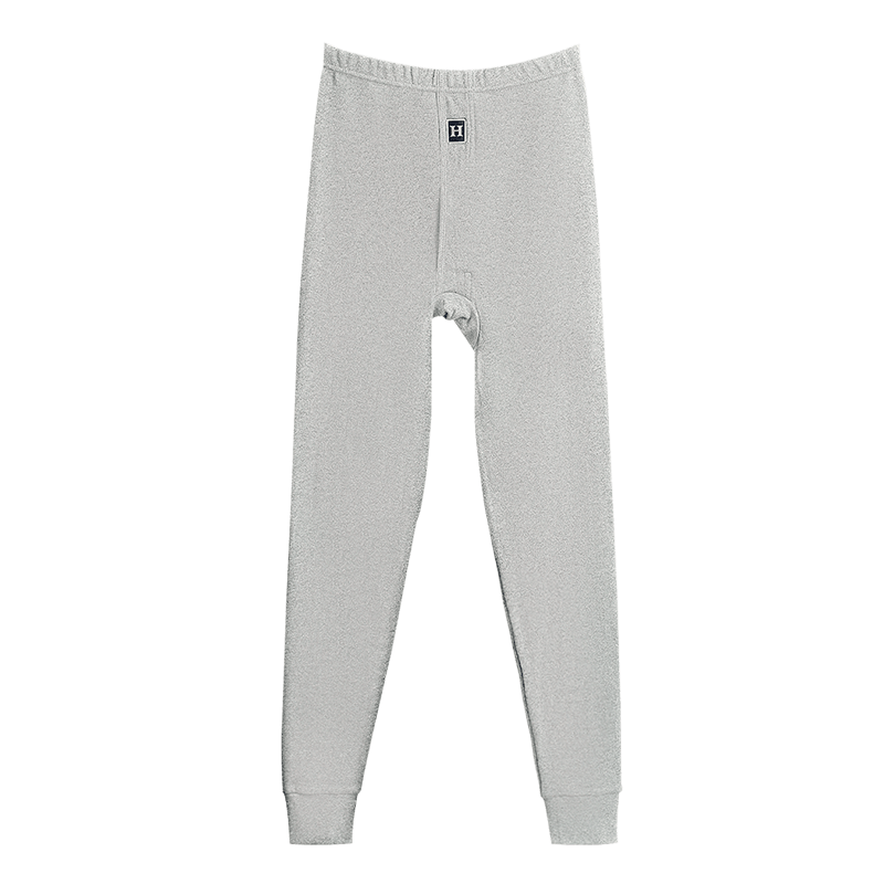 Hodo Men's Pure Cotton Thermal Underwear, Comfortable Soft Elastic Breathable Single Autumn Pants, Light Heather Gray