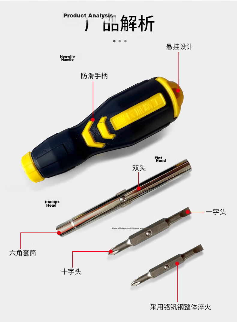 Great Wall 6-in-1 Multi-Function Screwdriver Set Household Double-Head Socket Bit Repair Tool 278106 7