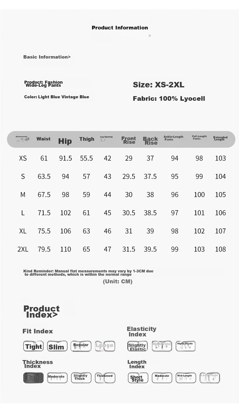 Jeanswest Women's Summer Soft Tencel High-Waist Draped Lyocell Wide-Leg Straight Pants Light Blue Tencel Lyocell L 8