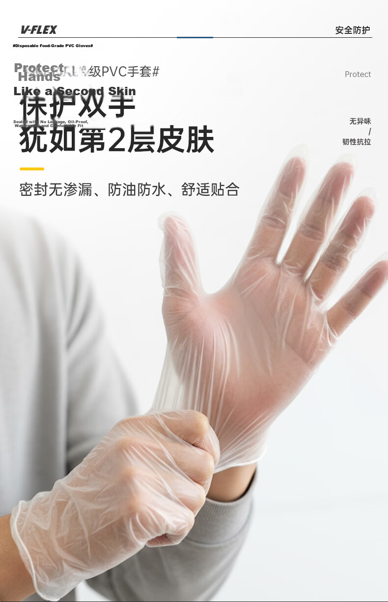 Victory Disposable PVC Gloves 100pcs/Box Waterproof Wear-Resistant Household Food-Grade Protective Gloves Transparent VGP450 Size M 4