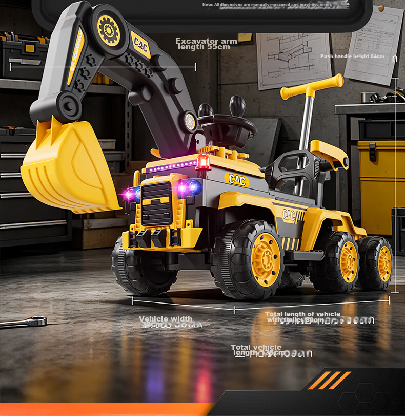 Kids Excavator Toy Car for Boys and Girls, Ride-On Remote Control Electric Digging Construction Vehicle 29