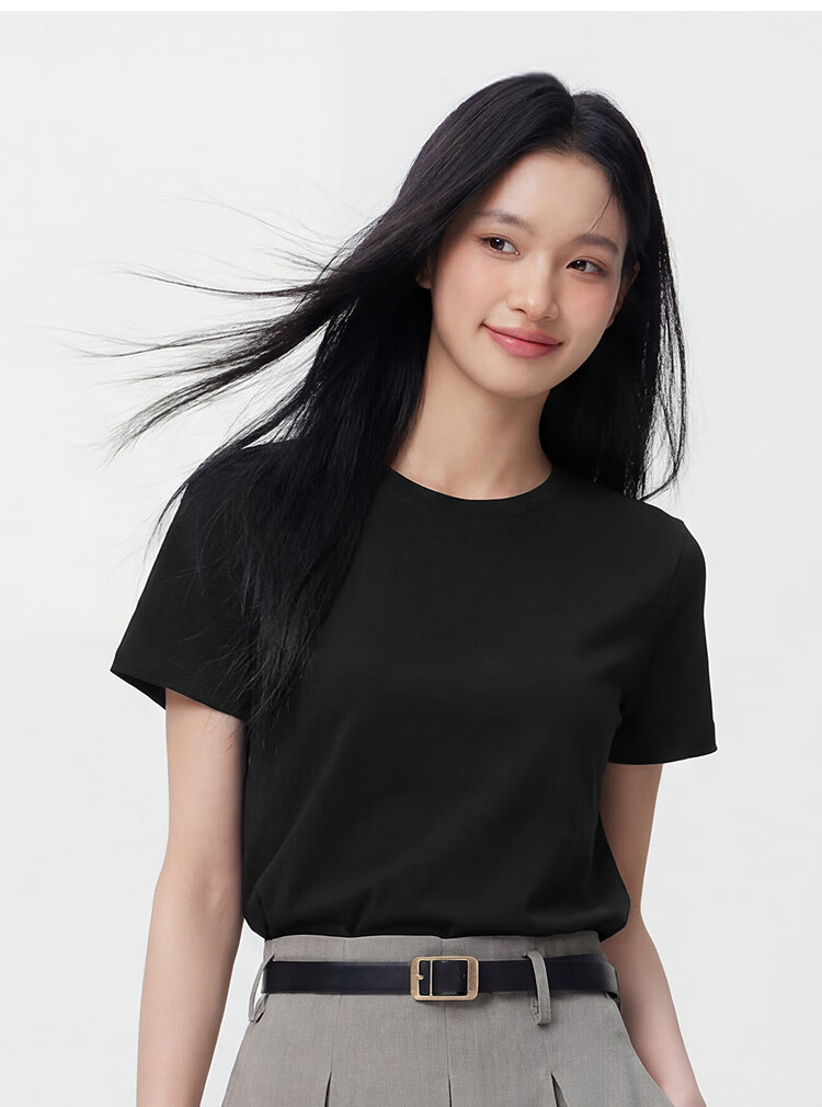 Semir Women's Short Sleeve T-Shirt 26 Summer Slim Fit U-Neck Loose Fit Round Neck Base Shirt 109326100001 43
