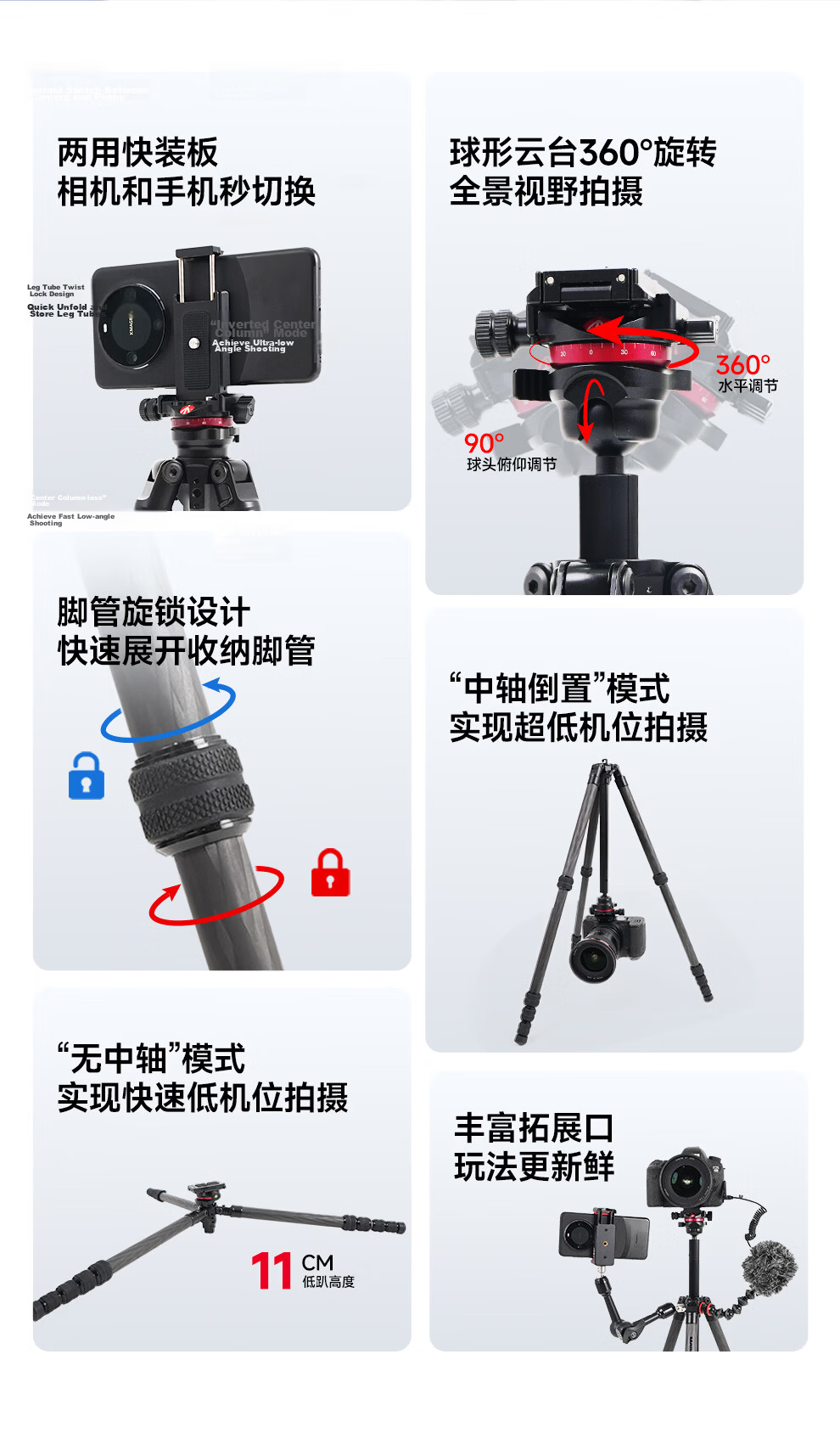 Manfrotto Blue Shadow Carbon Fiber Twist Lock Kit with Ball Head DSLR Mirrorless Camera Photography Videography Travel Tripod MKELESLTCBK-BH 2