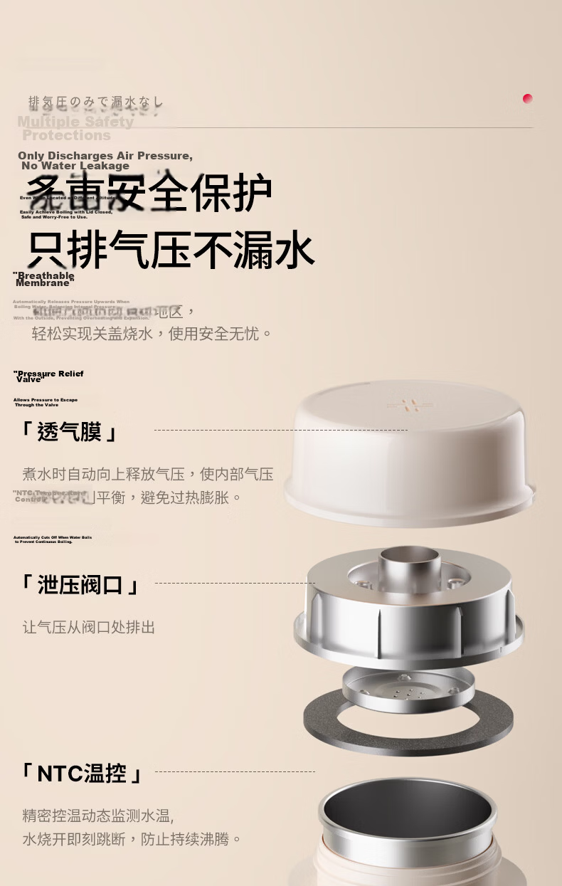 APIXINTL Japan Anben Su Portable Thermostatic Kettle Travel Electric Water Boiler 304 Inner Liner 29