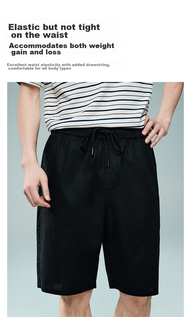 Giordano Men's 2026 Summer New Lyocell Cotton Drawstring Elastic Waist Casual Shorts 13106314 7