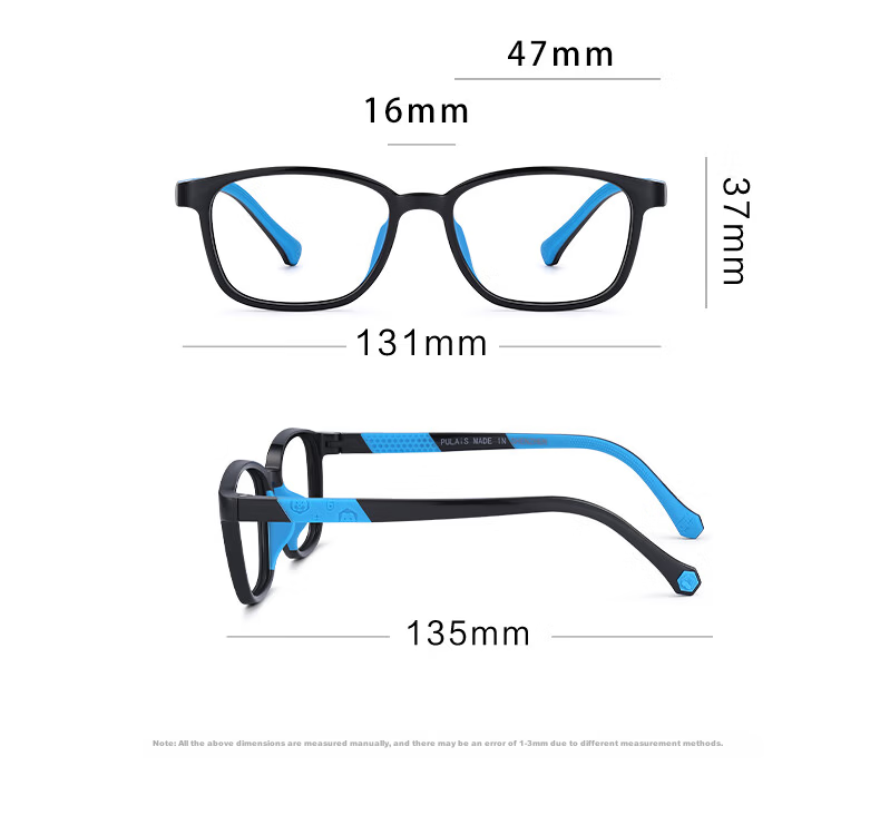 Pulais Kids Blue Light Blocking Glasses Anti-Myopia Frame Unisex Dark Blue 8072 + Gift Box 30