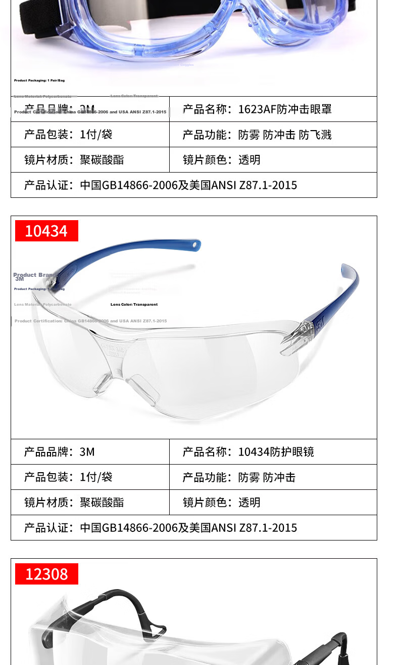 3M 10196 Safety Goggles, Windproof, Dustproof, Impact Resistant, Industrial Protective Eyewear for Cutting And Splashing Protection, 1 Pair 3