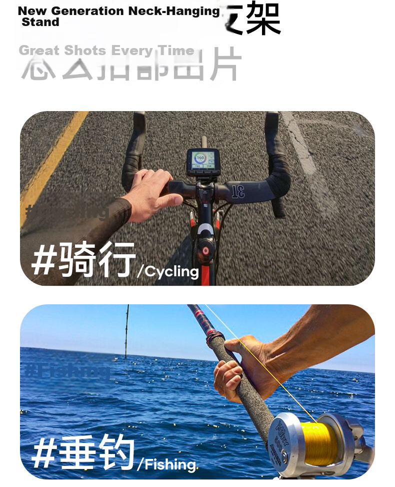BIAZE Neck Hanging Phone Holder Sports Camera Shooting Live Streaming Mount First-Person Chest Vlog Cycling Phone Mount Compatible with DJI Action 6/5 Pro/Pocket 4 1