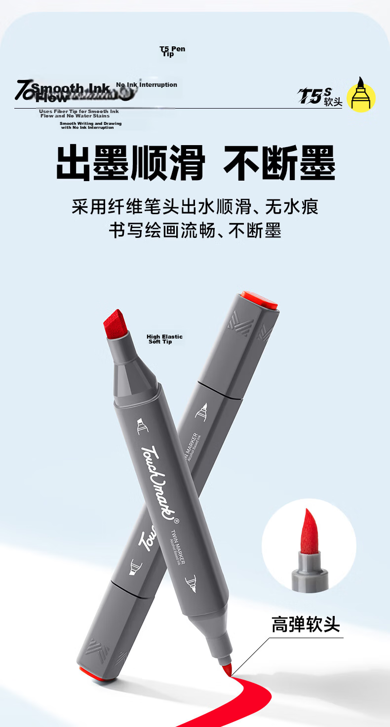 Touch Mark Soft Tip Marker 48 Colors Dual Tip High Ink Volume Watercolor Pens for Art Students Quick Dry Drawing Set for Elementary and Middle School Anime Hand Drawing Design Children's Day Birthday  9