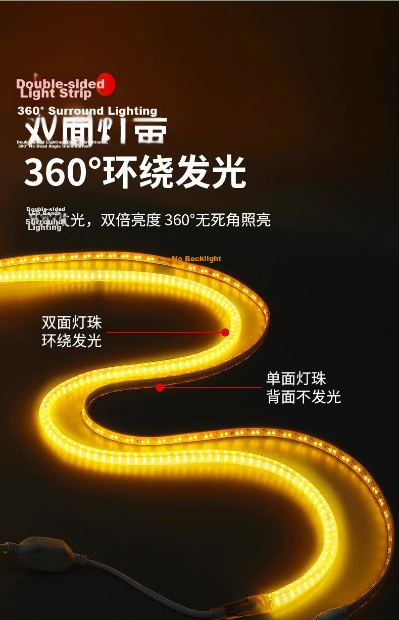 Fanyao Round Ultra-Bright LED Strip Light Villa Exterior Wall Decoration Outdoor Waterproof White Light Outdoor Engineering Lighting 220V 7