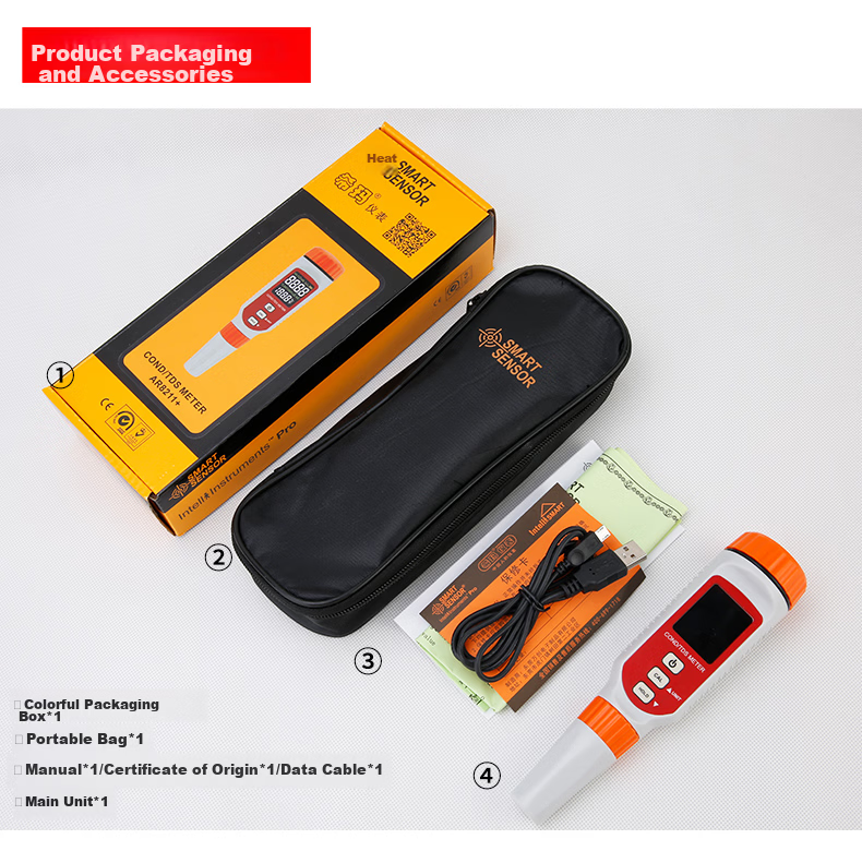 Xima AR8011 Conductivity Test Pen, Water Quality EC Detector, TDS Meter, Pen Conductivity Tester 15