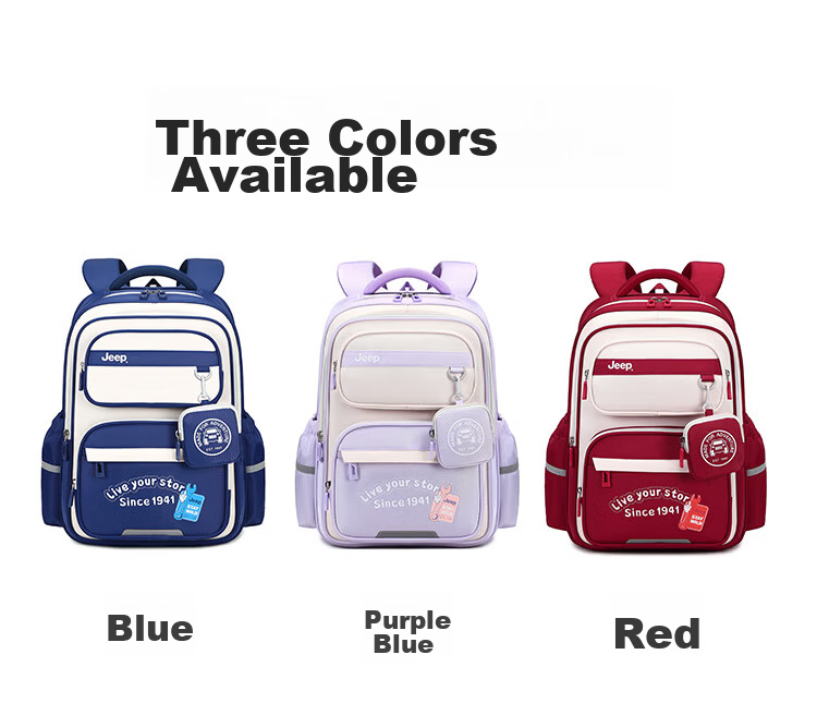 JEEP Schoolbag for Primary School Students Grades 3-6, Children's Backpack, Weight Reduction, Spine Protection, Anti-Drop, Large Capacity Shoulder Bag for Boys And Girls 12