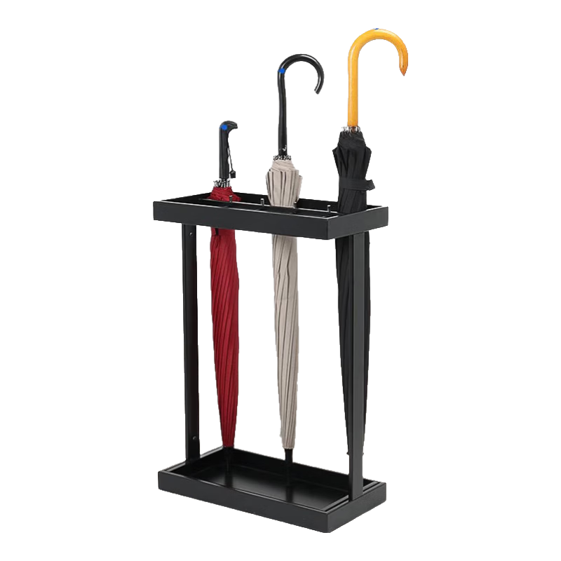 Omai 12-Compartment Thickened Umbrella Stand with Hooks for Hotel Bank Lobby Commercial Use, Floor Umbrella Rack for Office Mall Hotel, Black (12-Compartment Thickened Version)