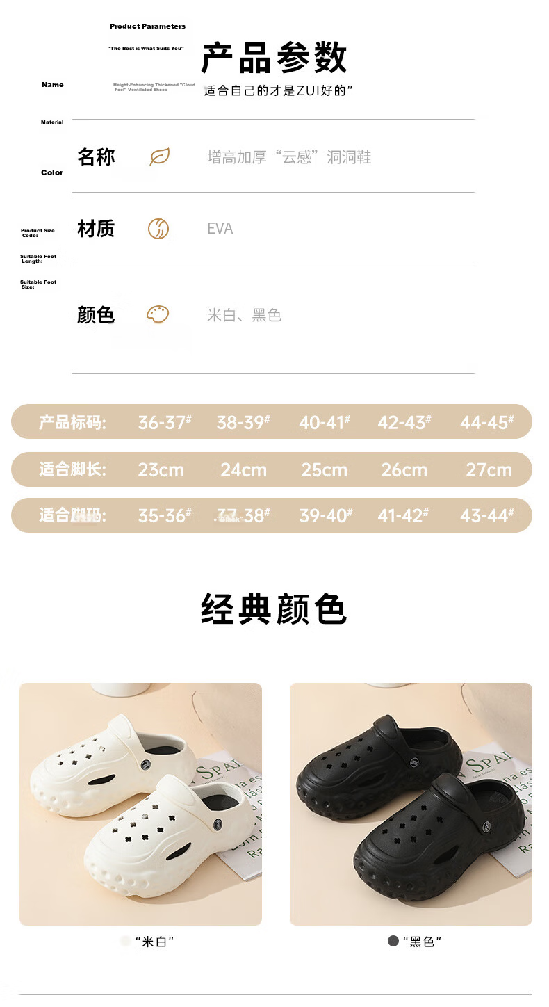 GUOLUOFEI Baotou Slippers Men Outdoor Summer Thick Sole Non-slip Beach Women's Sandals White Size 40-41 7