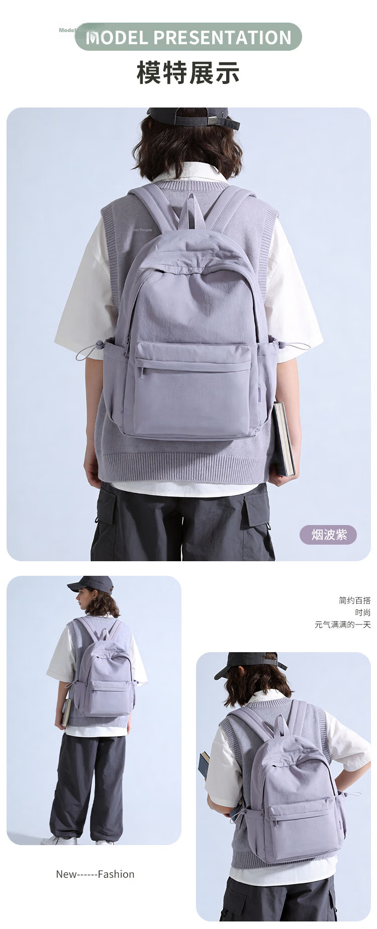 COW Women's Backpack Casual Lightweight Travel Bag High-Quality Laptop Bag Sky Blue for Middle School, High School, and College Students 11