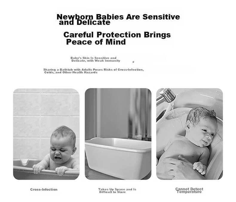 Rikang Baby Bath Tub Foldable Electronic Temperature Sensing Bath Tub with Bath Net RK-X1048-3 Light Orange 3