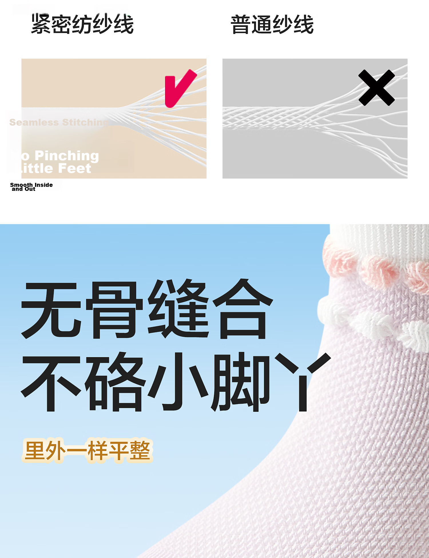 Baby Socks Spring Summer Thin Pure Cotton Class A Girls Breathable Mesh Seamless Newborn Infant Toddler Socks Non-Restrictive 10