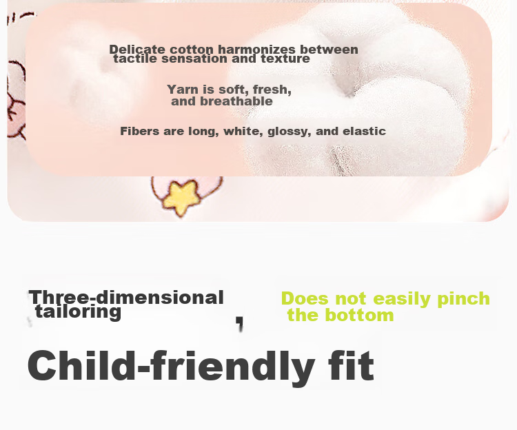 Bingxue Kapok Children's Underwear Girls A-Class Pure Cotton Triangle Pants 10A Antibacterial Breathable Toddler Girls Mid-Large Kids No Pinch Shorts 5