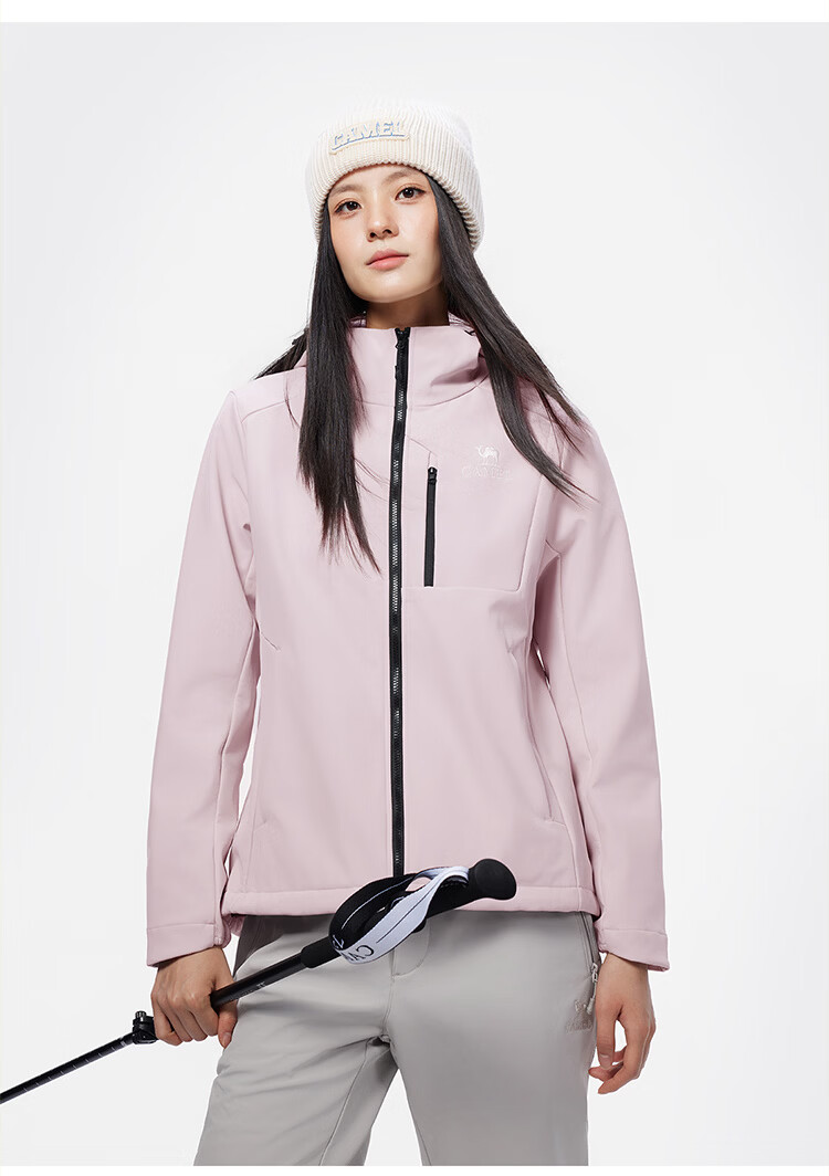 CAMEL Outdoor Softshell Jacket Women Fleece Lined Warm Anti-Static Windproof Waterproof Hooded Coat Men XL 35