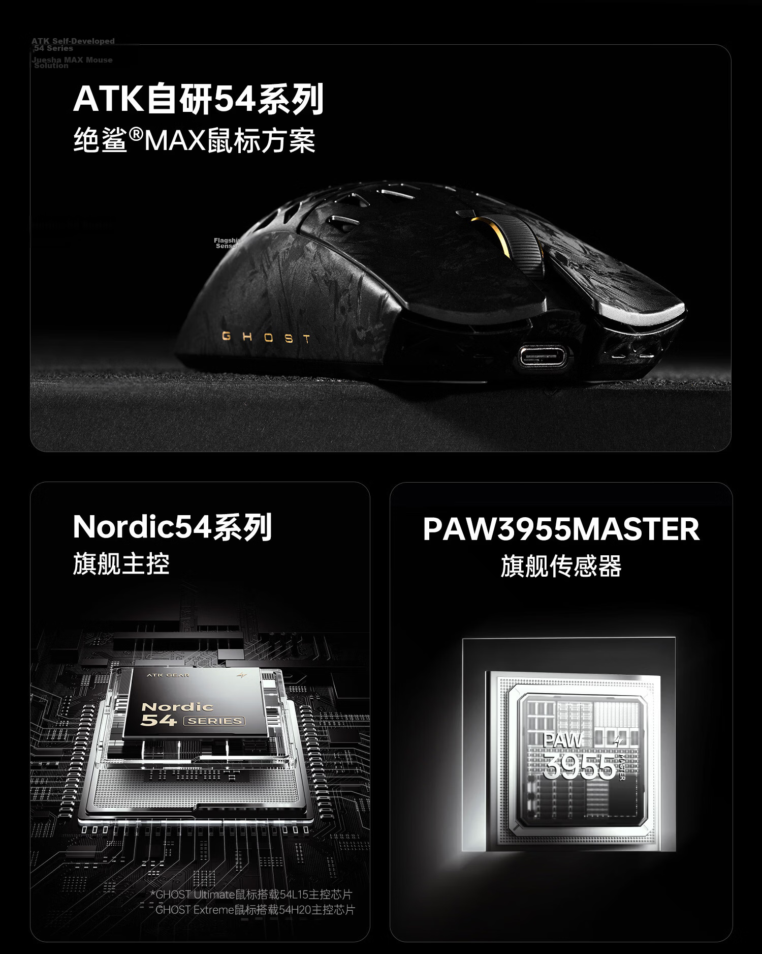 ATK LieKong Soul Ghost Wireless Mouse Composite Carbon Fiber Lightweight Hollow Ergonomic Wired Gaming Office Mouse Ghost Master Edition Black 2