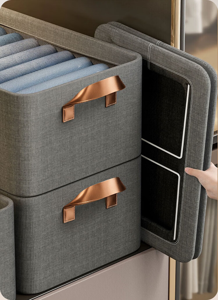 Jiabangshou Fabric Storage Box, Wardrobe Organizer, Clothes Storage Container, 28L Capacity, Set of 3 20